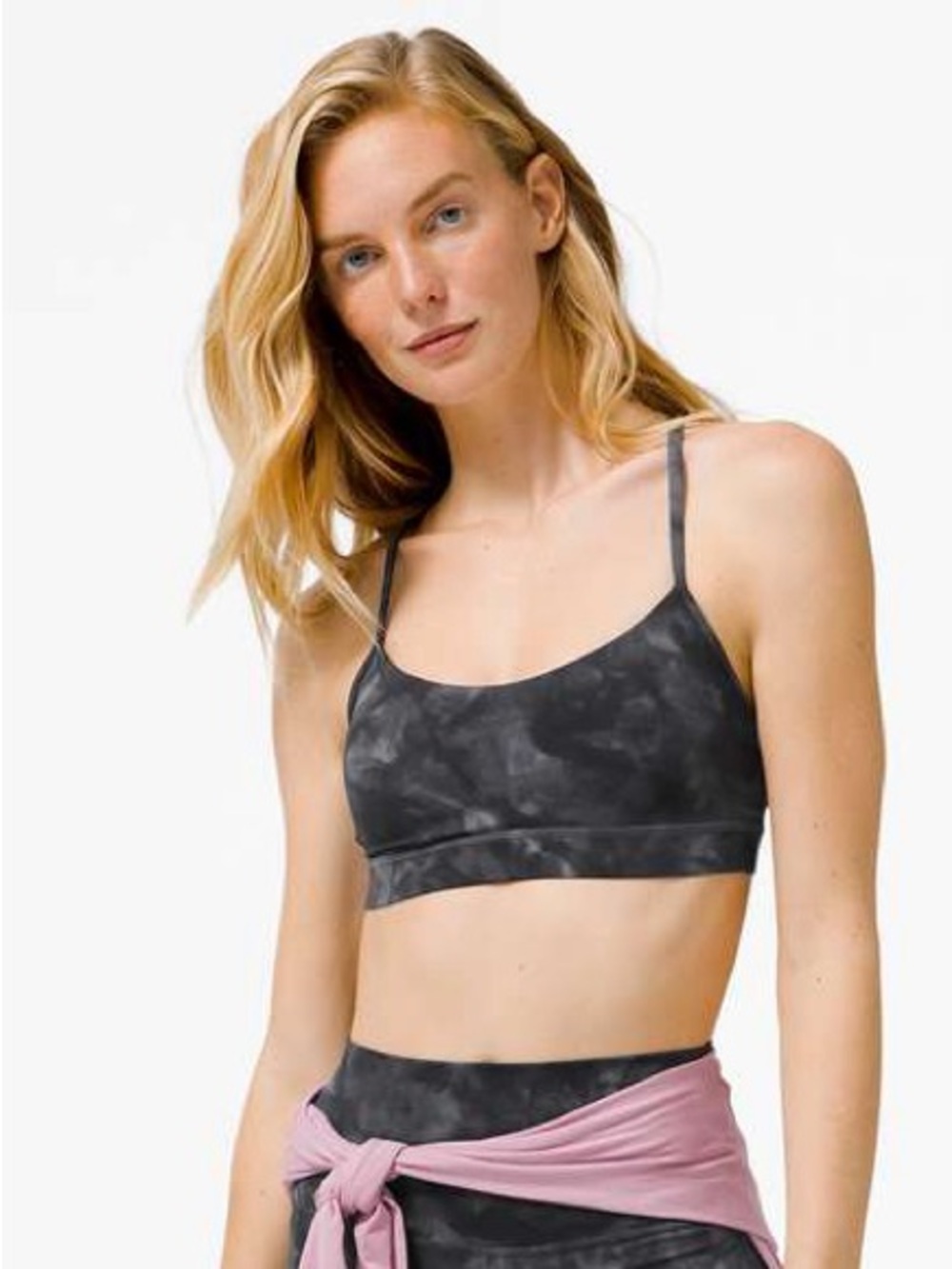 Lululemon Sz 14 Flow Y Sports Bra Diamond Dye Pitch Grey Tie Dye Print
